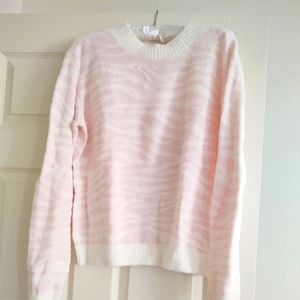 Beautiful Pink/White Fuzzy Sweater New